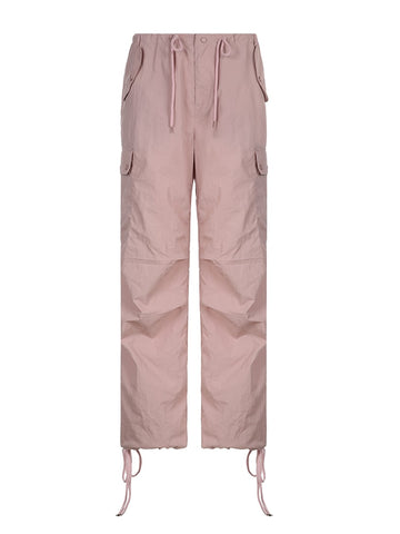 Baggy Cargo Pants Low Rise Drawstring Fashion Pocket Casual Pants