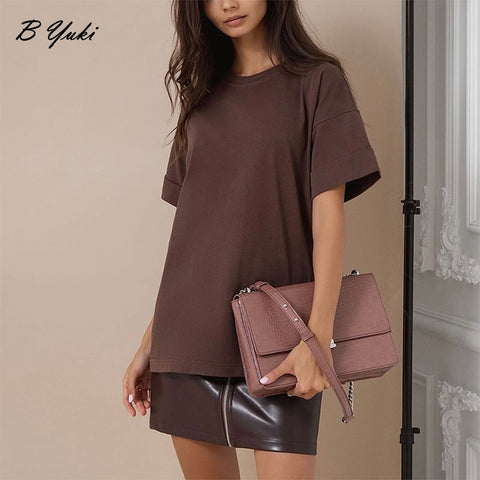 Soft Basic T Shirt Women Oversized Casual Solid Tee