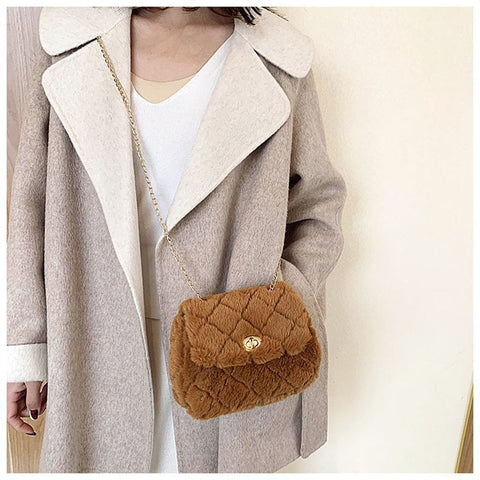 Plush Purses Handbags Female Phone Shoulder Bag Girls Wallet