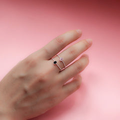 Genuine Sterling Silver Dazzling Black Pink CZ Rings Size