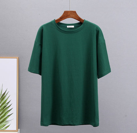 Basic Cotton T Shirt Women New Loose Solid Tees