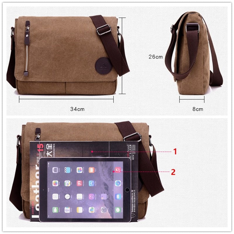 Men Crossbody Canvas Messenger Bags Leisure Shoulder Casual