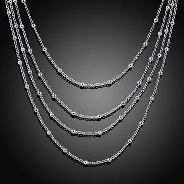 silver color necklace jewelry style lady cute Charms beads chain