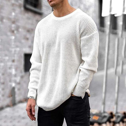 Sweater O-Neck Solid Color Slim Fit Knittwear Autumn Casual Pullovers