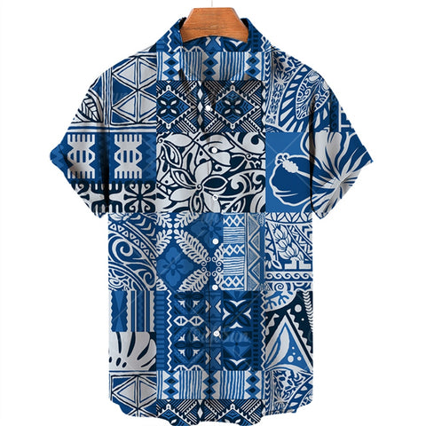 Clothing 3D Hawaiian Shirt Men Fashion Cashew Flower Geometric Printed Shirts