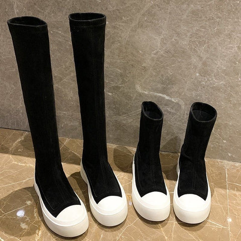 Women Elastic Socks Boots Thick-Soled Stovepipe Boots Fashion F