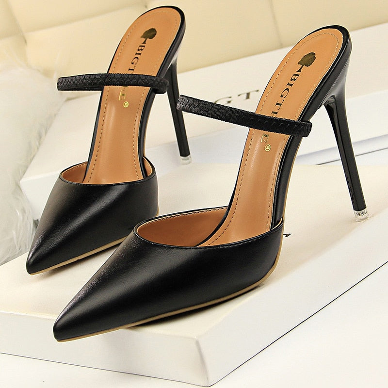 Shoes Rivet High Heels Woman Pumps Pu Leather Women Heels 9cm