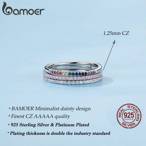 Sterling Silver CZ Simulated Diamond Stackable Ring Platinum Plated