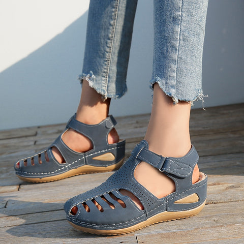 Vintage Wedge Sandals for Women Casual Fashion Velcro Comfy Platform