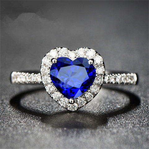 CC Heart Rings Jewelry Cubic Zirconia Stone Elegant Ring Accessories