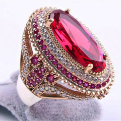 Classic Inlaid Red Crystal Men Ring Fashion Punk Style Party Casual Jewelry