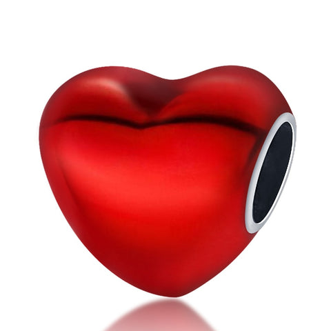 Silver Color Heart Shaped Charms Beads