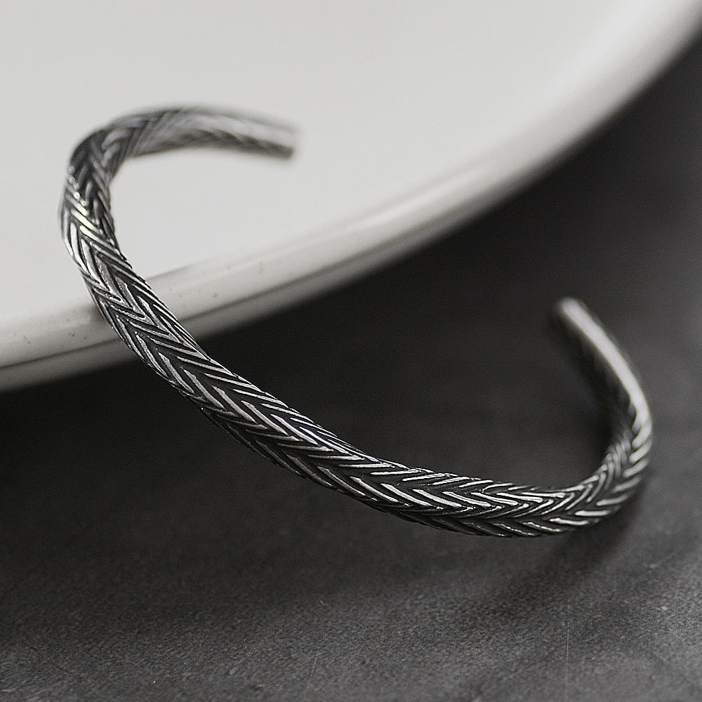 Simple Twisted Woven Bangles for Men Fashion Retro Casual Party Jewelry