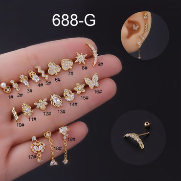 1Piece Zircon Dangle Earrings Heart Star Bee Women Earrings