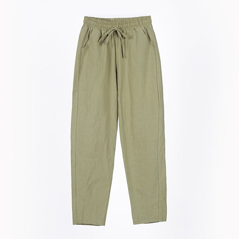 Women's Pants Cotton Trousers Casual Harem Pants Solid Loose Ankle Length Pants