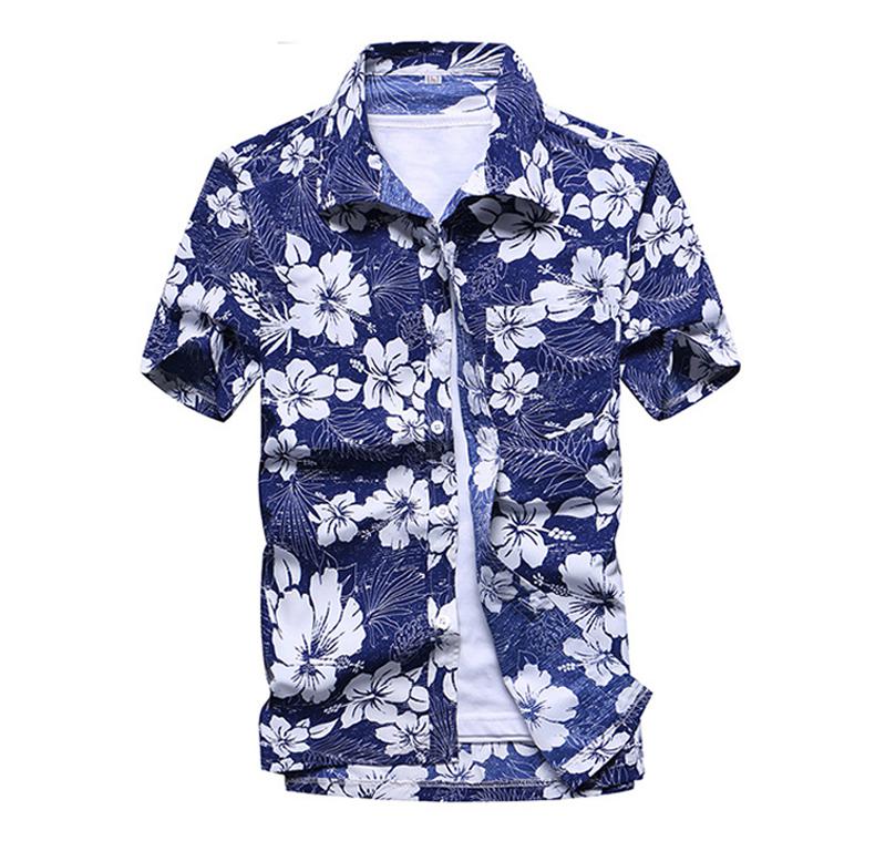 Fashion Mens Hawaiian Shirts Short Sleeve Button Coconut Tree Print Casual