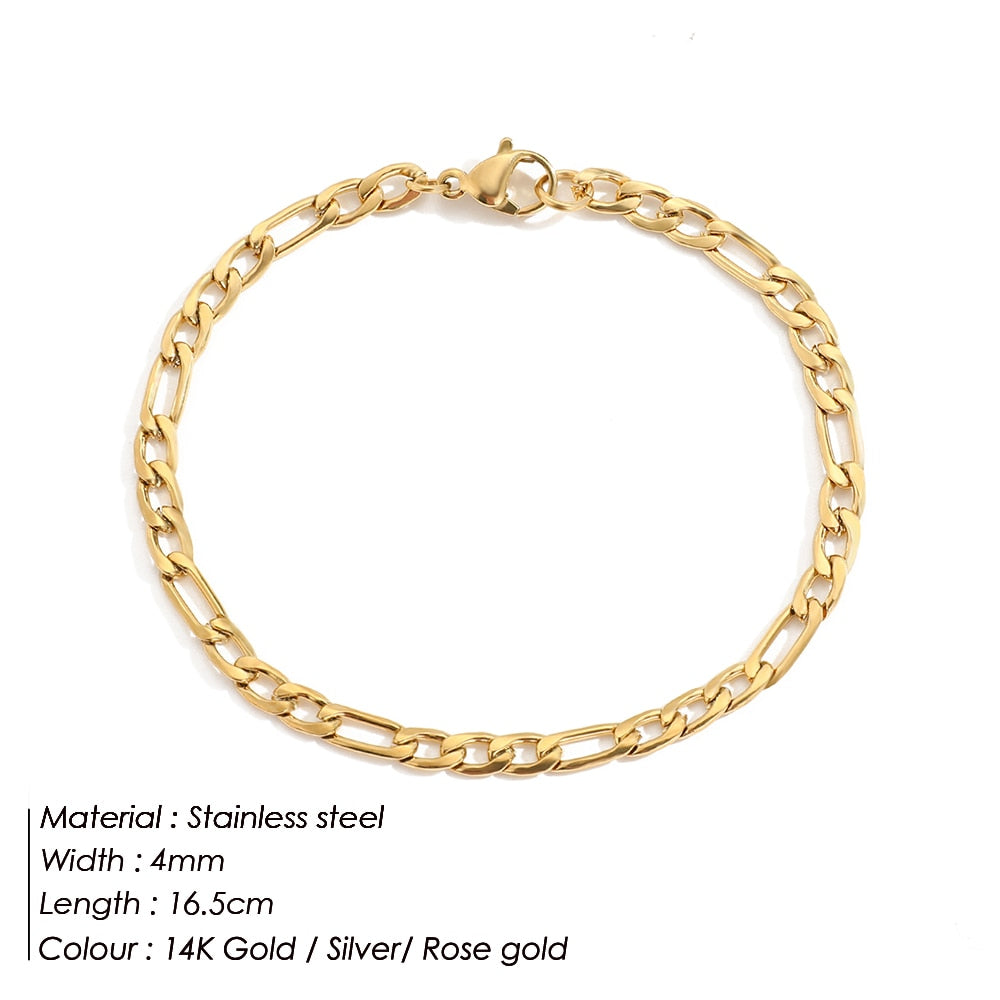 Stainless Steel Gold Charm Bracelets fLink Chain Bracelet