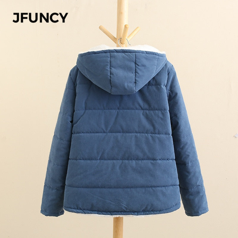 Fleece Parkas Coat New Korean Casual Jackets Cotton Hooded Windproof Warm