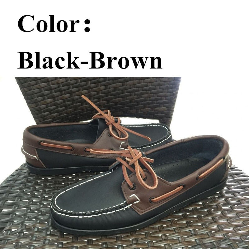 Men Genuine Leather Driving Shoes Docksides Classic Boat Shoe