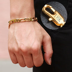 Gold Plated Mens Bracelet, Mens Gold Chain Bracelet