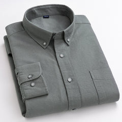100% Cotton Man Shirt Long Sleeve Button Down Slim Blouse