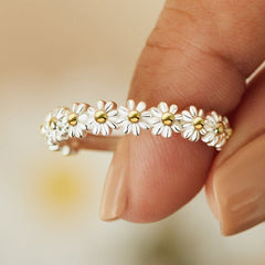 Vintage Daisy Flower Open Rings For Women Style Sunflower Adjustable Finger Ring