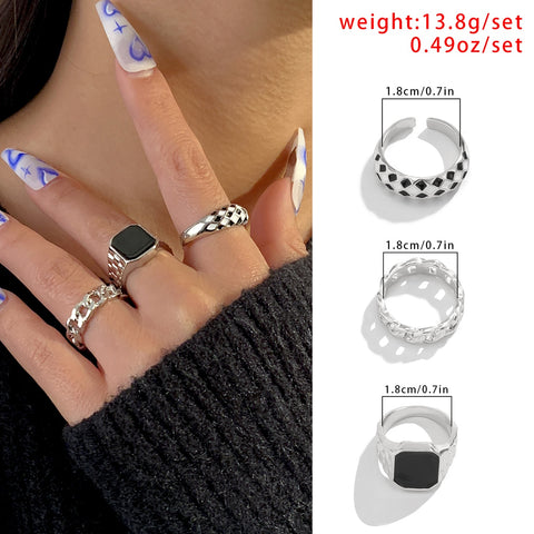 Antique Silver Color Vintage Bohemia Rings Set