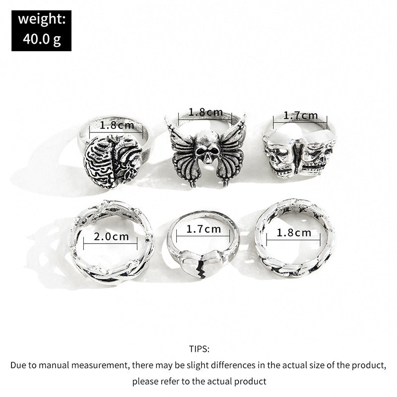 Punk Style Fashion Set Ring Men Vintage Various Shapes Street Hip Hop Finger