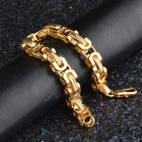Gold Plated Mens Bracelet, Mens Gold Chain Bracelet