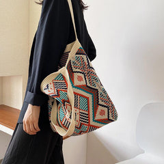 Gypsy Bohemian Boho Chic Aztec Tote Bag Women Crochet Woolen