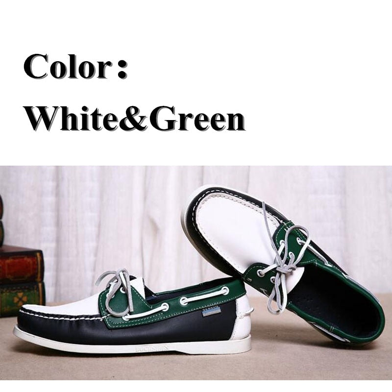 Men Genuine Leather Driving Shoes Docksides Classic Boat Shoe