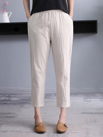 Harem Vintage Cotton Linen Capri Pants