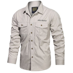 Men Shirts Multi-pocket Breathable Blouse Long Sleeve