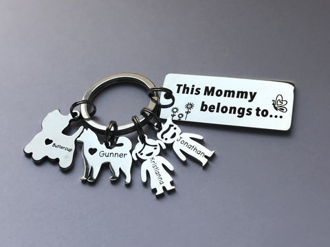 Custom Family Names Keychain This Mommy belongs to Keychain