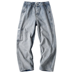 Loose Street Style Straight Cargo Pants Jeans Men Fashion Wide Leg Overalls