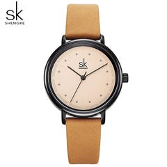 Simple Watch For Women Brown Retro Leather