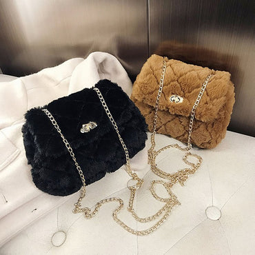 Plush Purses Handbags Female Phone Shoulder Bag Girls Wallet