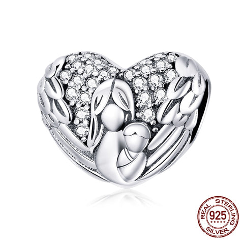 Sterling Silver Heart Vintage Charms Beads Fit Original DIY Bracelets