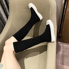 Women Elastic Socks Boots Thick-Soled Stovepipe Boots Fashion F