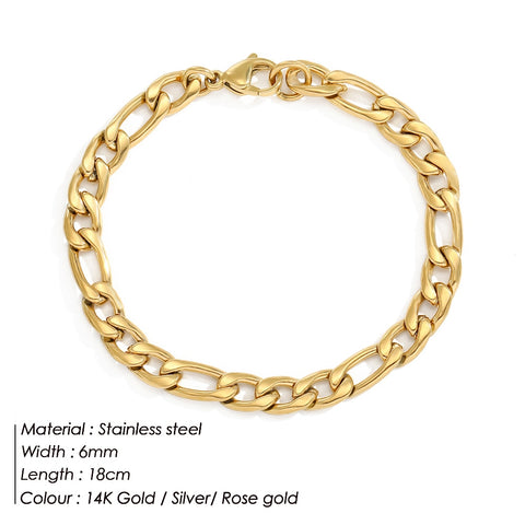 Stainless Steel Gold Charm Bracelets fLink Chain Bracelet