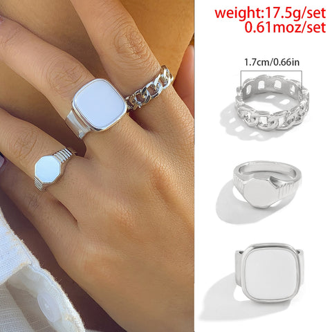 Antique Silver Color Vintage Bohemia Rings Set
