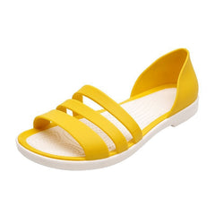 Women Summer Flat Sandals Open-Toed Slides Slippers Candy Color Casual
