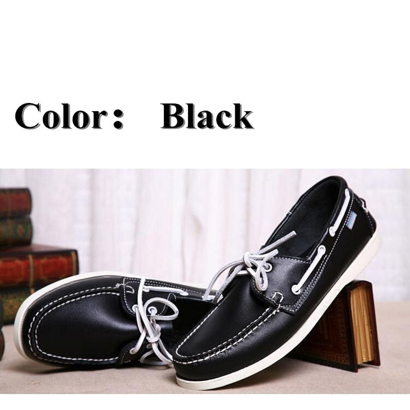 Men Genuine Leather Driving Shoes Docksides Classic Boat Shoe