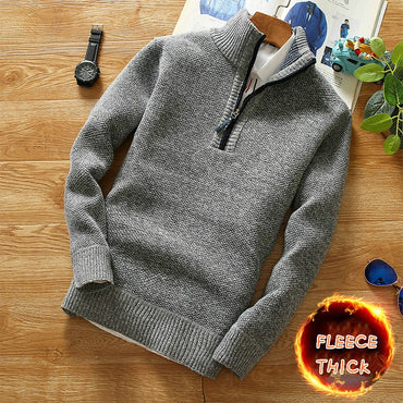 Fleece Thicker Sweater Half Zipper Turtleneck Warm Pullover
