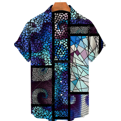 Clothing 3D Hawaiian Shirt Men Fashion Cashew Flower Geometric Printed Shirts