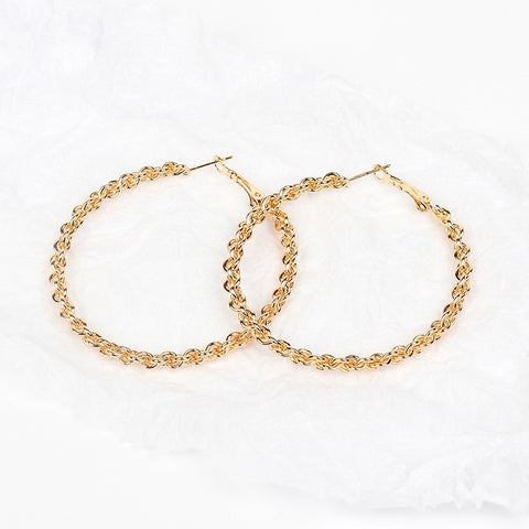 Stainless Steel Exaggerated Round Bead Hoop Earring