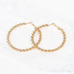 Stainless Steel Exaggerated Round Bead Hoop Earring