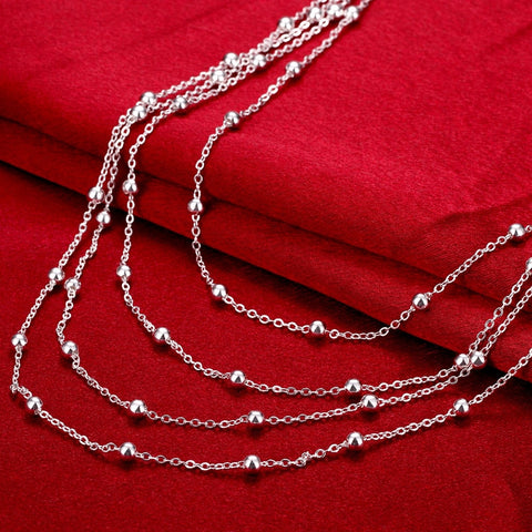silver color necklace jewelry style lady cute Charms beads chain