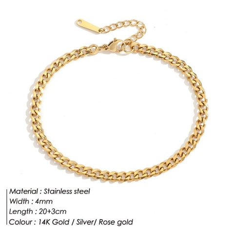 4MM 316L Stainless Steel Snake Chain Anklet