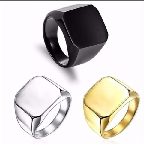 Classic Smooth Cube Men Ring Fashion Punk Simple Width 8mm Finger Rings